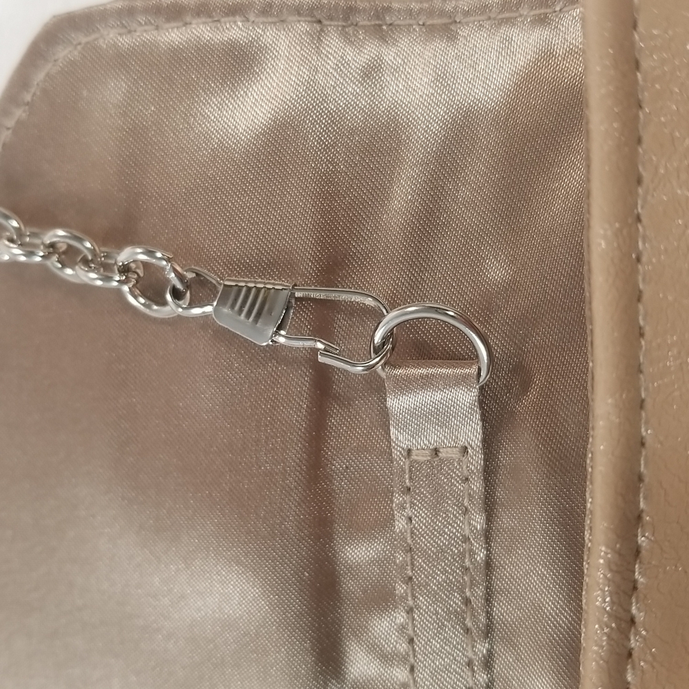 INC Lilly Beige Faux Leather Gold Chain Clutch Shoulder Bag - Picture 11 of 13